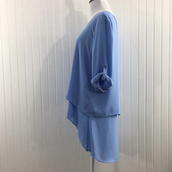 Chico's Blue Kathy Layered Top Womens 1 Medium Split Back Blouse - Picture 7 of 15